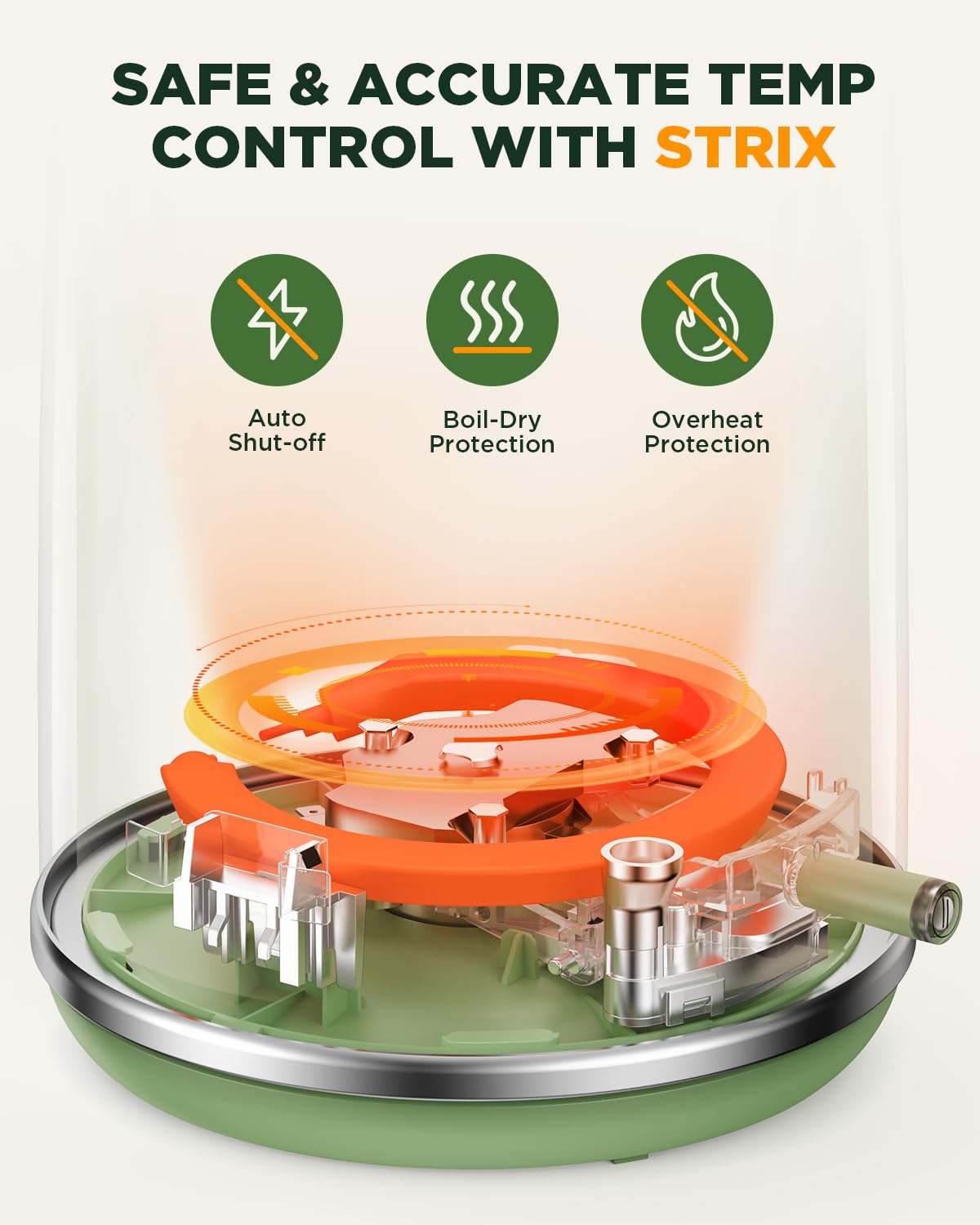 Hervidor eléctrico de 1,8 L con indicador de temperatura, hervidor de té eléctrico de ebullición rápida de 1500 W, hervidor de agua caliente estilo retro 100% de acero inoxidable eléctrico - luz LED brillante, apagado automático y protección contra ebullición en seco