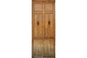 A.Monamour 3D Door Stickers for Interior Doors Old Brown Wooden Door Vinyl Removable Self Adhesive Door Poster Wallpaper Mura