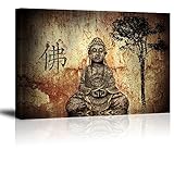 Buddha Wall Art for Bedroom, PIY Peaceful Buda Statue Picture Canvas Prints, Zen Painting Home Decor (1