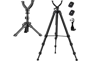 LCNCY Shooting Tripod and Compact Shooting Stand Rest Hunting V Yoke, with Binoculars Adapter and Removable 360° Rotate Fluid Head, Perfect for Binoculars, Hunting, Spotting Scope, Shooting Tripod