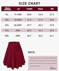 RITERA Plus Size Skirt for Women High Waist Wine