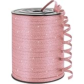 KMER LIFE Pink Glitter Curling Ribbon, 1/5" Wide x 500 Yards Christmas Curling Ribbons for Gift Wrapping, Party Decoration, Balloon String, Crafting, Balloon Ribbons for Florist Flower (1 Roll)