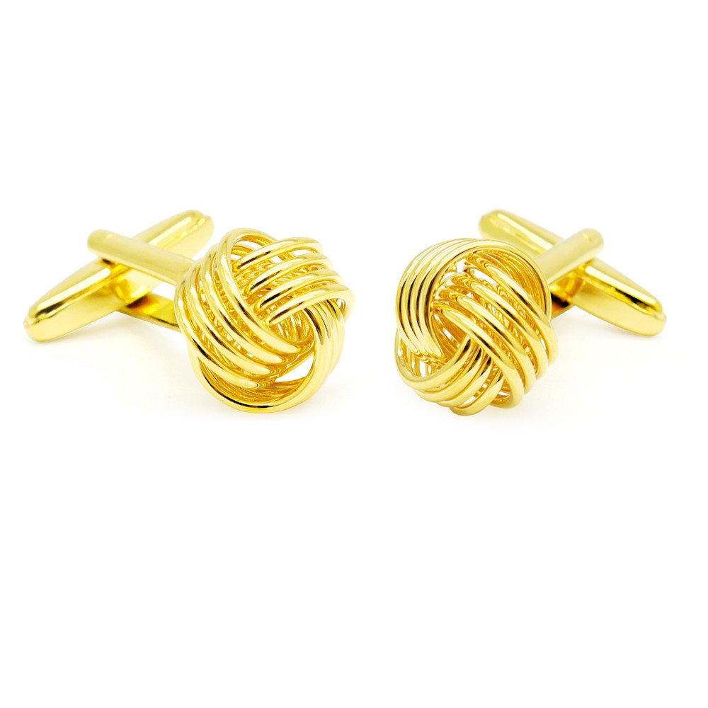 HONEY BEAR Knot Cufflinks for Men Cuff Link Shirt Wedding Business Shinny Gold