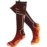 FREEHILL Merino Wool Heated Socks for Men Women, 5000mAh One-Click Control Rechargeable Cold Weather Heated Ski Socks