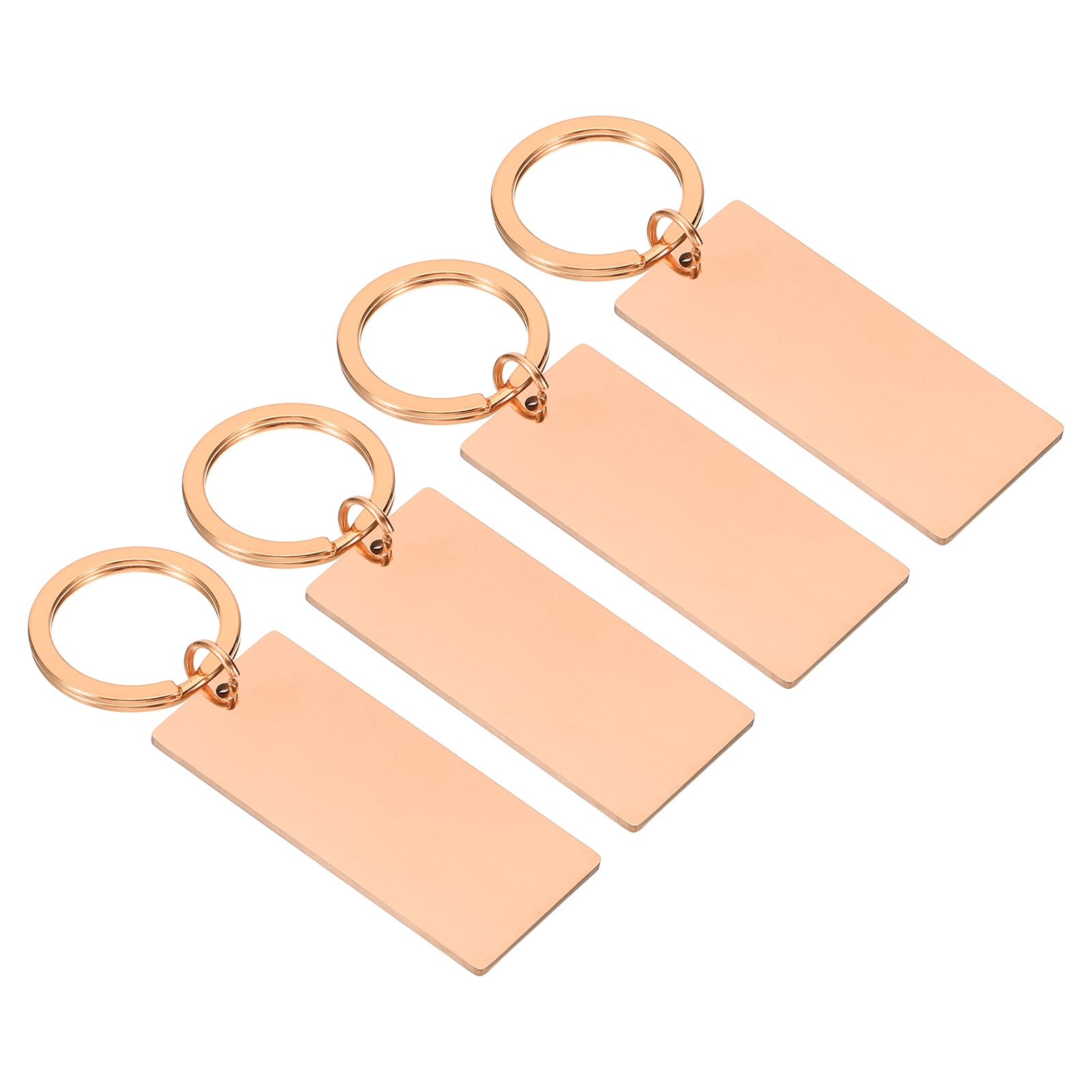 PATIKIL 4Pcs Metal Stamping Blanks, Metal Keychain Blanks Rectangle Stamping Tags Blanks Stainless Steel DIY Name Tag for Laser Engraving Lover, Rose Gold