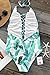 Cupshe Fashion Women's Leaves Printing Lace up Halter One Piece Swimsuit, Green
