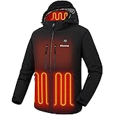 Venustas 12V Heated Jacket for Men with Battery, Versatile Lightweight Softshell Jacket with 7 Pockets & Detachable Hood