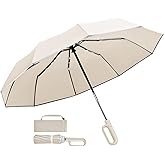 TradMall Travel Umbrella, 280T Fabric Windproof Automatic Portable Compact Folding Umbrellas for Rain with Reflective Stripe for Women and Men