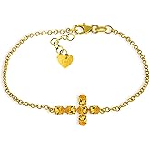 Galaxy Gold GG Citrine Cross Bracelet in 14k Yellow Gold