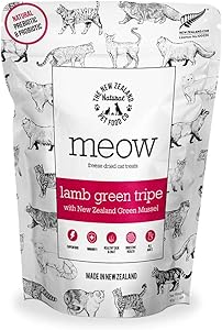 Meow Lamb Green Tripe Freeze Dried Raw Cat Treats with Added New Zealand Green Mussel - High Protein, Natural, Limited Ingredient Topper or Treat 1.76 oz