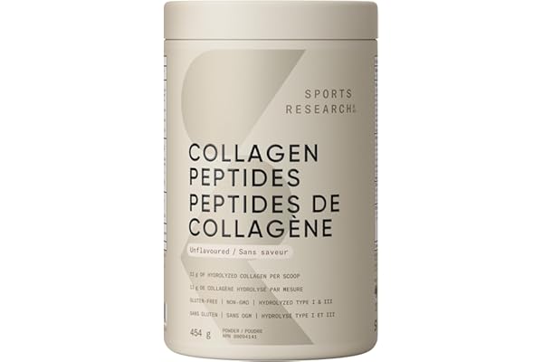 Sports Research® Collagen Peptides - Hydrolyzed Type 1 & 3 Collagen Powder Protein Supplement for Healthy Skin, Nails, & Join