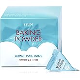 ETUDE Baking Powder Crunch Pore Scrub (0.25 Fl Oz x 24 Pouches), Facial Scrub, 43.5% Baking Powder for Deep Cleansing, Gentle Exfoliation, Cooling Effect, Hydrating, Korean Skin Care, Beauty