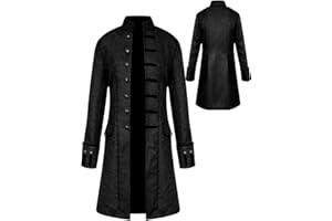 WISHU Mens Vintage Tailcoat Jacket Goth Long Steampunk Formal Gothic Victorian Frock Coat Costume for Halloween