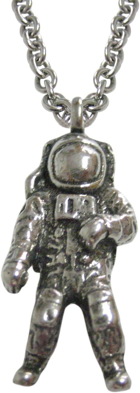 Kiola Designs Silver Toned Textured Space Astronaut Pendant Necklace