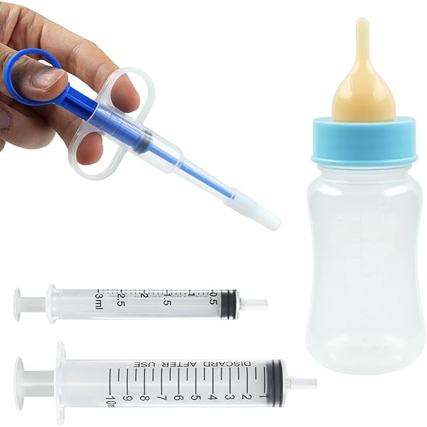 60ml Cat Feeding Bottle Kit Pet Nursing Milk Bottle+Nipple Opener+Cleaning Brush+ Replacement Nipple For Newborn Kittens/Puppies