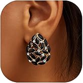 ZENCHEER Gold Plated Teardrop Clip On Earrings for Women – Shiny Rhinestone Chunky Cubic Zirconia Dangle Drop Earrings, Hypoallergenic Non-Pierced Jewelry for Wedding, Party, Prom, Gifts