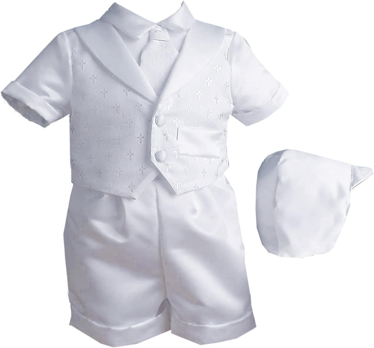 Lauren Madison Baby Boy Christening Baptism Infant Vestie Set With Short