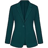 LADI TREND Women's Dark Green X-Large Blazer, Long Sleeve, Lightweight, Button Front, Notch Lapel, Casual Work Office Suit Jacket with Pockets