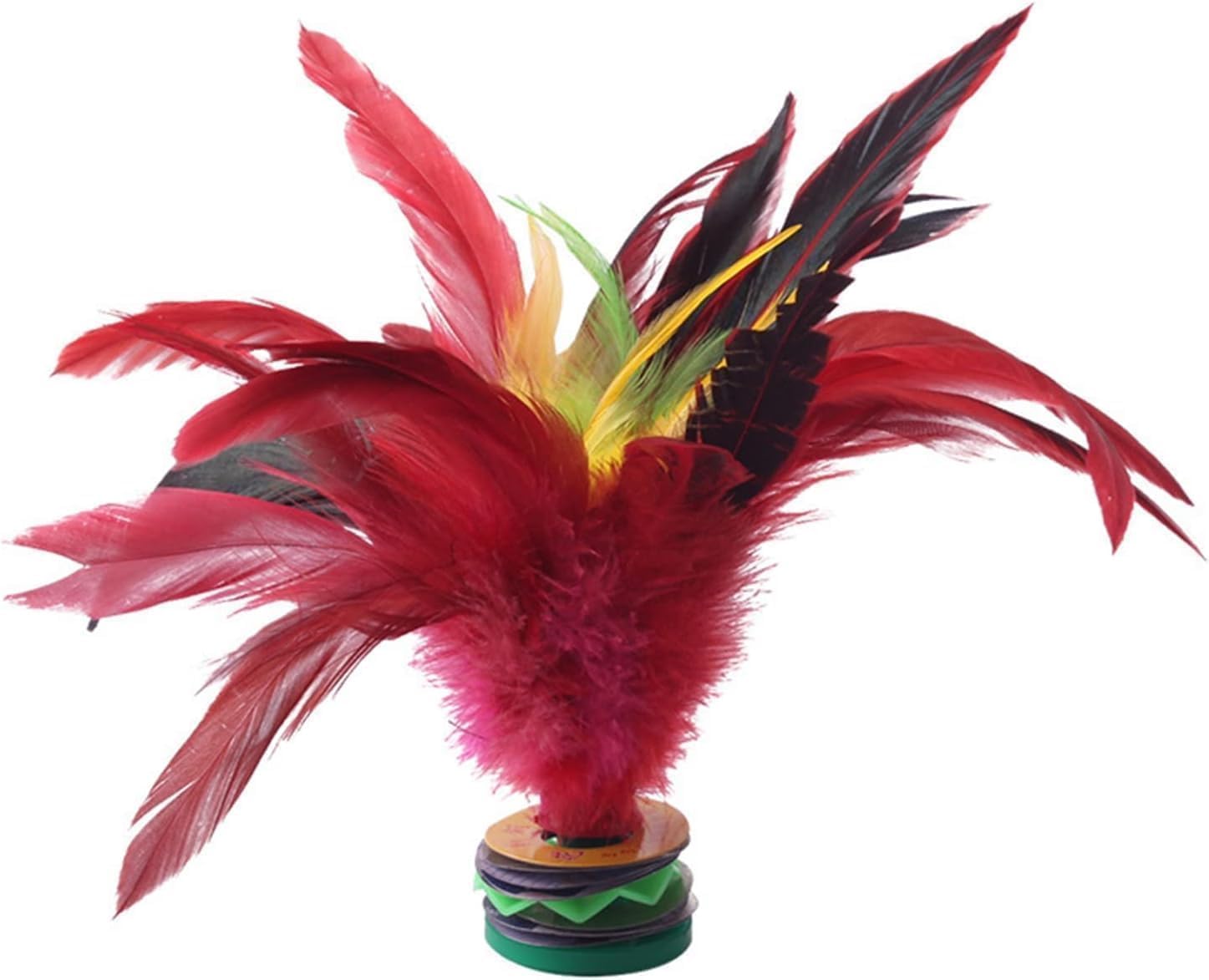 SquarezhenBo Red Kick Shuttlecock, 20CM Fadeless Colorful Feathers Chinese Shuttlecock Adults, Chinese Jianzi Foot Feather Sports Toy for Indoor and Outdoor Tennis and Racquet Sports Shuttlecock