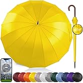 Royal Walk Windproof Large Umbrella for Rain 54 Inch Automatic Open for 2 Persons Wind Resistant Big Golf Umbrellas for Adult Men Women Classic Wooden Handle Fast Drying Strong 16 Ribs Travel 120cm