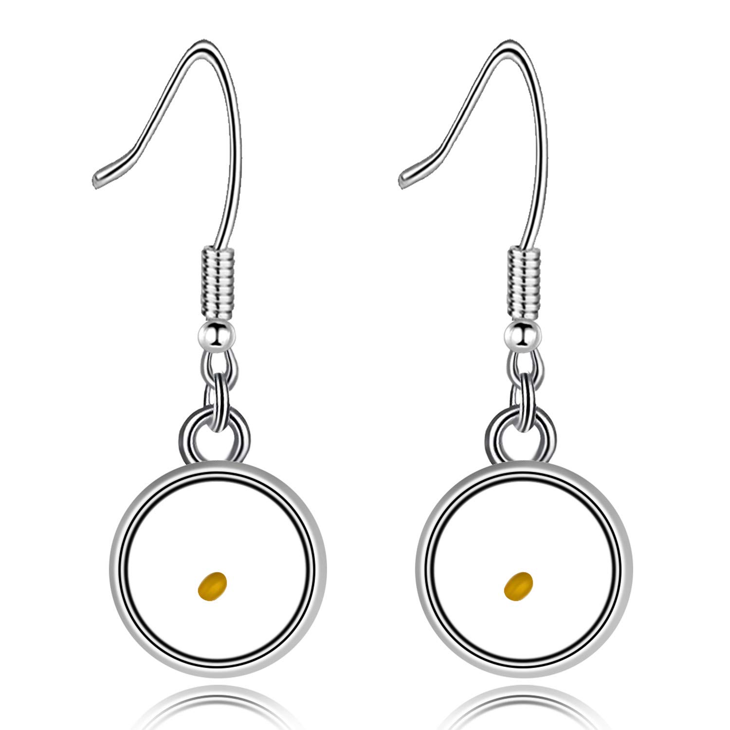 Uloveido Fashion Real Mustard Seed Round Pendant Earrings Stainless Steel Fish Hook Dangle Earrings for Women Girl Y582 (Round) — image 1