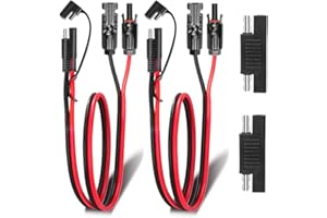 Ansoufien 2 PCS Solar Panel Connectors to SAE Adapter Cable 2FT, 10AWG Solar Panel Extension Cable with SAE Polarity Reverse Adapter for RV Solar Panel Caravan Battery Charger