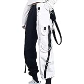 Womens Color Block Cargo Pants Baggy Y2k Pants High Waisted Cinch Hem Long Pant