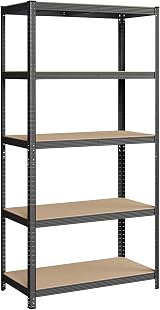 SONGMICS 5-Tier Steel Shelving Unit 50x100x200 cm Grey GLR050G01