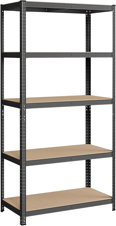 SONGMICS 5-Tier Steel Shelving Unit 50x100x200 cm Grey GLR050G01