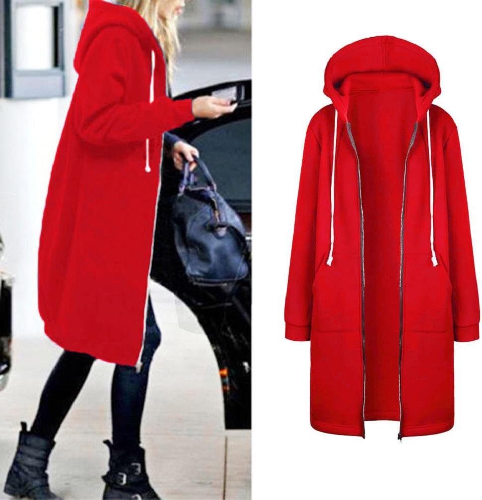Anboo Women Long Hoodies Coat, Warm Zipper Open Jacket Sweatshirt Tops Outwear