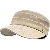 huablo Women's Suede Flat Top Newsboy Cap - Soft Brim & Hook - and - Loop Adjustment - Fall Winter Cabbie Paperboy Hats