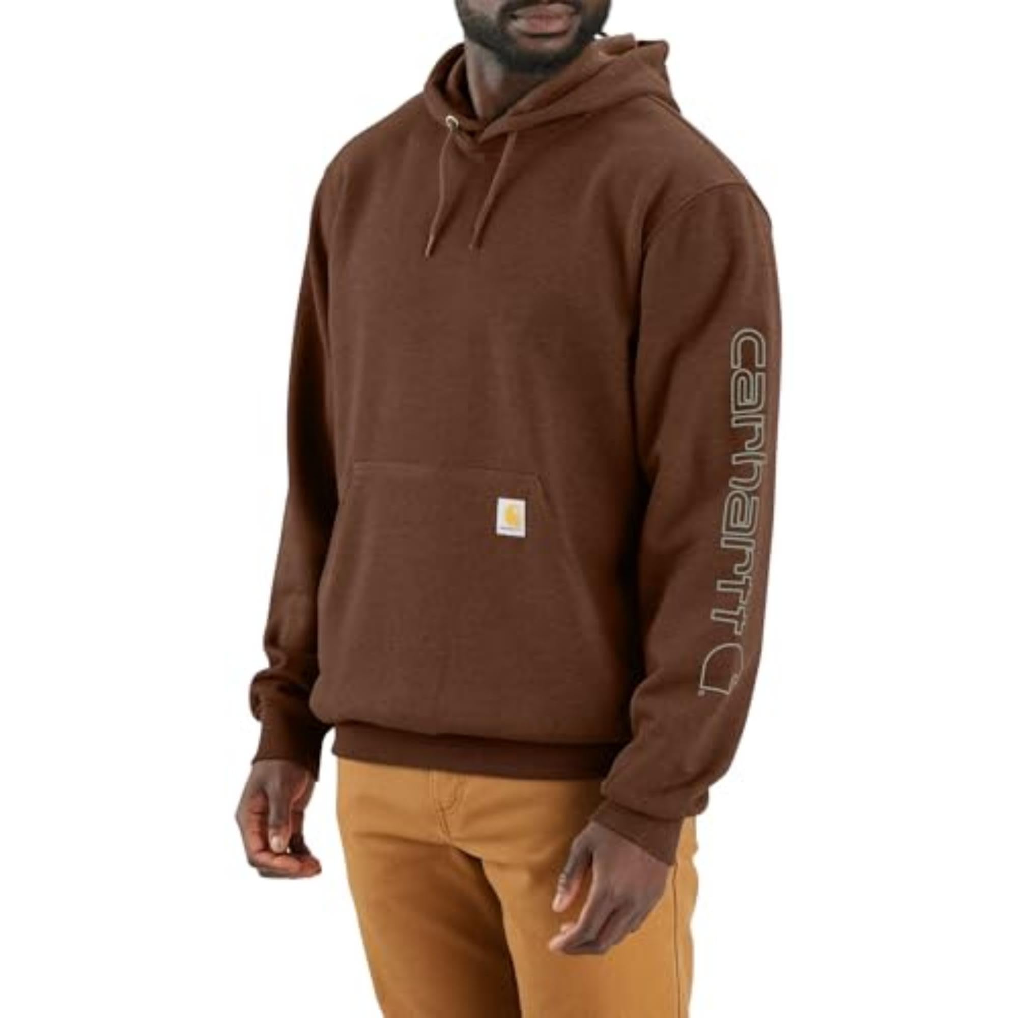 Carhartt Men’s Loose Fit Midweight Logo Sleeve Graphic Sweatshirt (Also Available in Big & Tall), Mocha Heather