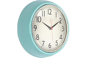 Yoiolclc Retro Wall Clock, 10 Inch Vintage Design, Silent Non-Ticking Battery Operated Clock (Teal)