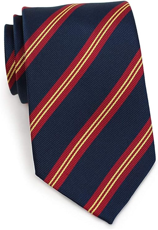 Men's Necktie British Regimental Striped Silk Matte Tie (Navy and Red