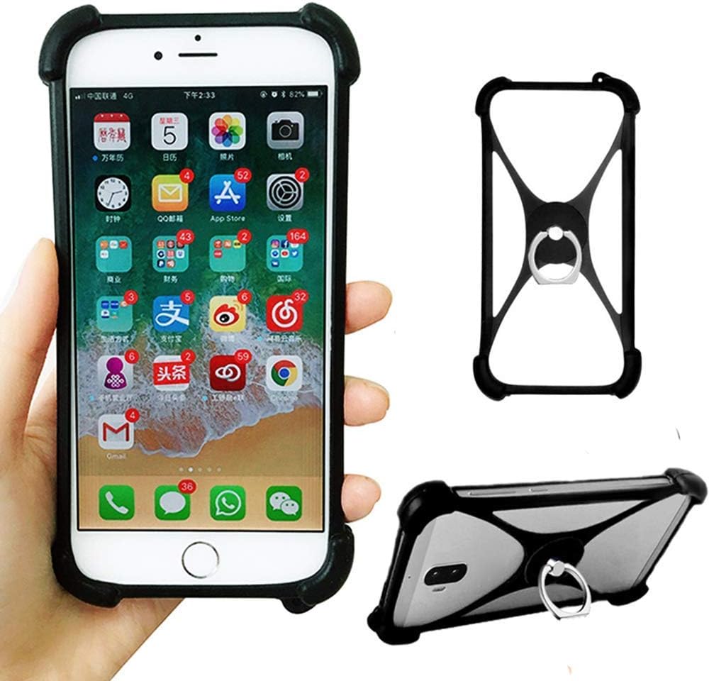 Case for Lenovo K6 C2 Power Phab 2 Plus K5 Pro Note 8 Silicone Bumper Case Ring Kickstand 360° Rotating Ring Grip Case Shockproof Protective Back Cover for Lenovo ZUK Edge VIBE Z K900(Black with Ring)