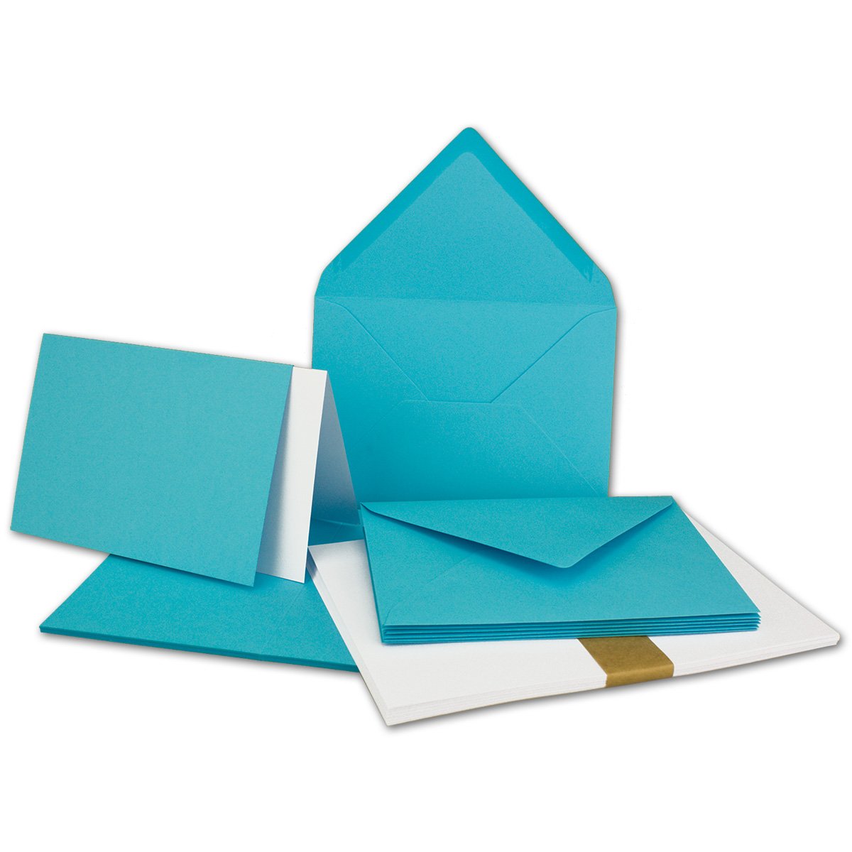 FarbenFroh by GUSTAV NEUSER 10x folding card set DIN A6/C6 with envelopes in turquoise - including insert - 14.8 x 10.5 cm - Premium quality - FarbenFroh