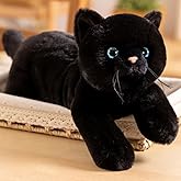 SNOWOLF Cat Stuffed Animals Weighted Plush Toy, 19.7" Realistic Black Cat Plushie Kawaii Toys Soft Ginger Cat Kitten Doll Gift for Boys Girls Birthday Christmas, 1.1 LBs