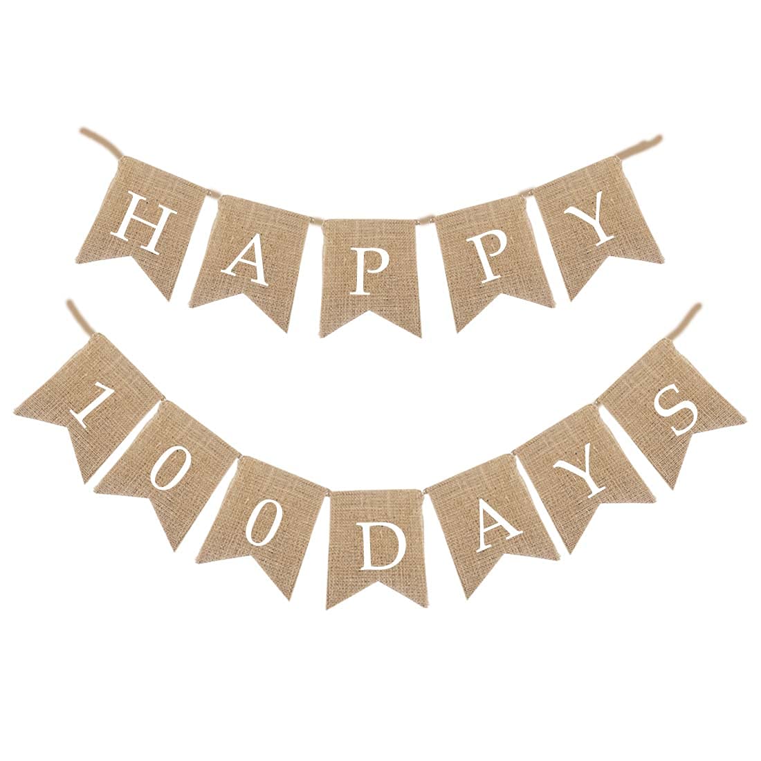 Aabellay Happy 100 Days Banner Baby Shower Bunting Garland Burlap Flags Adjustable DIY Decor Flags Swallowtail Bunting Flag for Baby Shower Welcome Party Ornament Favors with 12 Flags