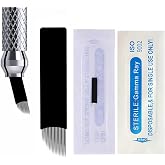 30Pcs Disposable Eyebrow Microblading Needles,Lip Tattooing Microblades Permanent Makeup Blades for Single Use Only (18needle) (Black)