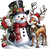 Christmas Snowman and Deer PVC Vinyl Car Decals Stickers Waterproof Self-Adhesive Decals for Cars, Laptops, Trucks, Motorcycles Wall Window Luggage Scratch Cover Door Decor Sticker