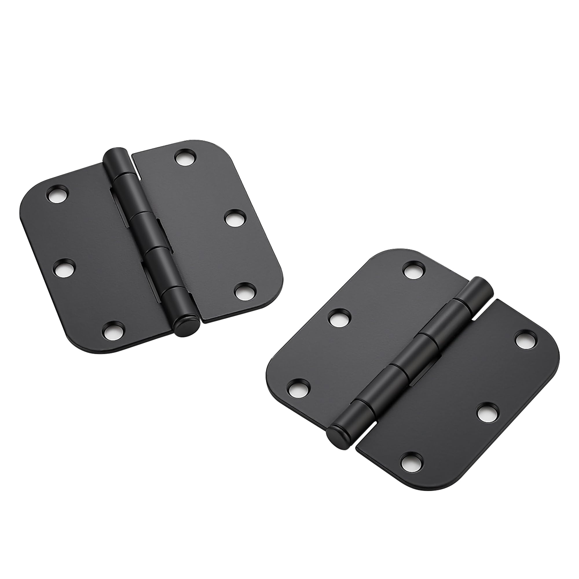 JOY DECOR 12 Pack Rounded Matte Black Door Hinges 3