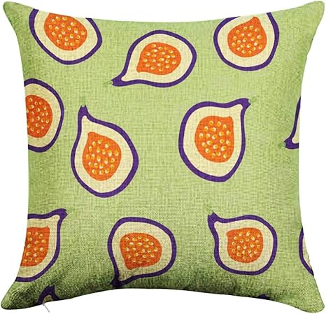 Amazon 柔らかいクッションカバー 45 45センチ 一枚 おしゃれ ひんやり 冷たい感じ 緑の背景のベクトル図のイチジクパターン 飾り用 背当てクッション クッションカバーふわふわ 抱き枕カバー 枕カバー ピローケース オンライン通販
