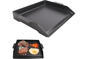Universal Cast Iron Flat Top Griddle for Gas/Stove/Electric/Charcoal Grill, 23" X 16" BBQ Griddle Inserts for Weber Camp Chef