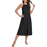 Vrtige Women's Ruffle Halter Neck Lace Trim Sleeveless Casual Long Nightdress