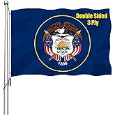 REIDFERR Utah Flag Outdoor 3x5 Ft Double Sided Heavy Duty Polyester Utah State Flag Long Lasting 4 Rows Hemming UT Flags with 2 Brass Grommets