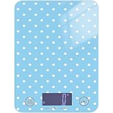 ElliTarr Food Scale Kitchen Scale for Baking Cooking Digital Food Weighing Measuring Scale Small Waterproof Electric Food Scale Polka Dots Blue