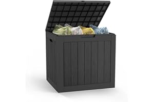 Mars Villa 31 Gallon Deck Box, Outdoor Storage Box Waterproof, Outside Resin Storage Bin for Outdoor Patio Furniture Cushions, Pool Supplies, Garden Tools, UV-Resistant and Weatherproof, Black
