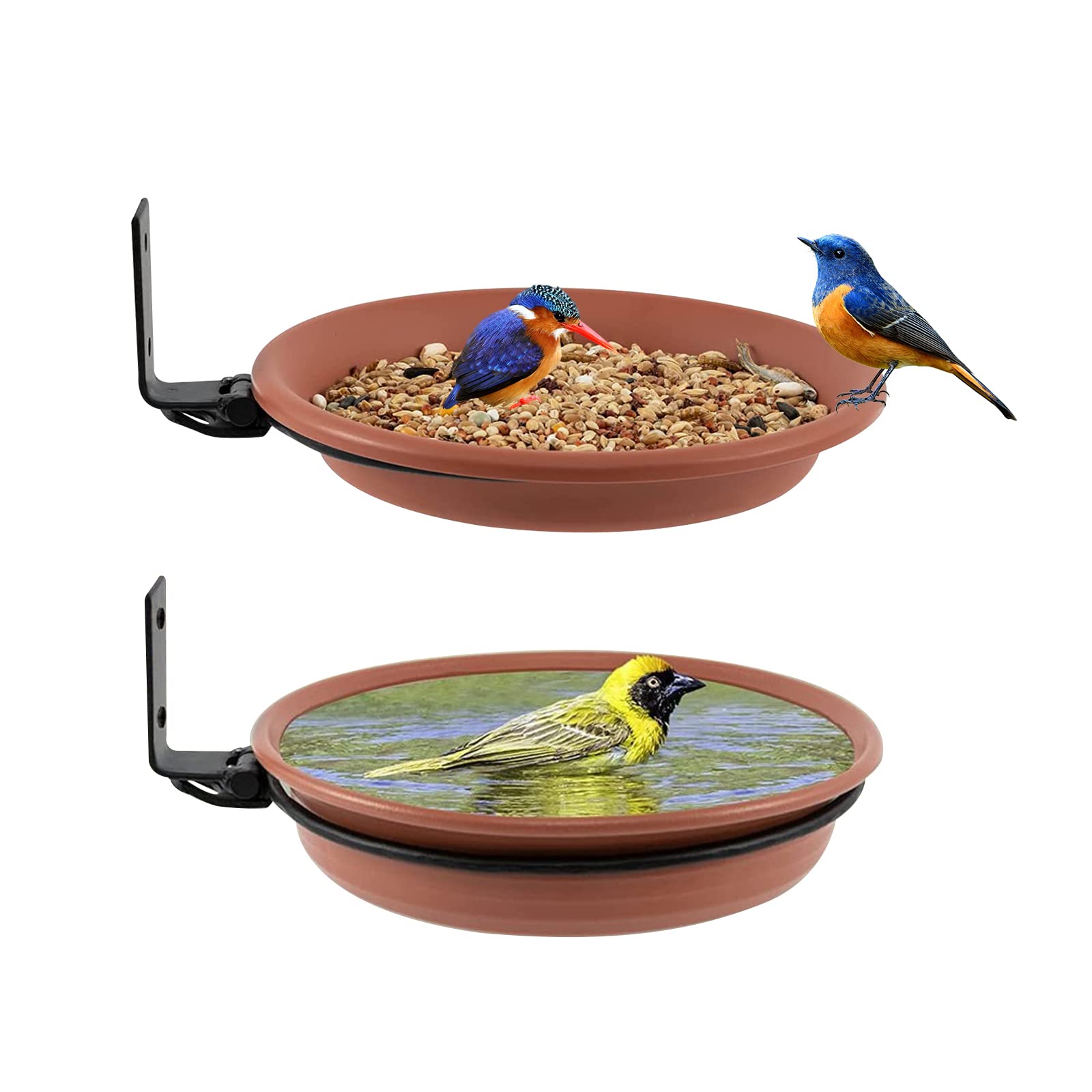 Bird Feeders Bird Bath, 2 Piece Wall Mounted Bird Feeder & Bird Bath Set, Garden Tree Mounted Bird Feeding Tray, Attracting Wild Birds, Bird Water Feeder Bowl Installed on Trees Balcony Outdoor Walls