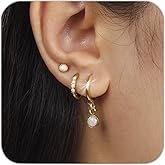 1Pair 316L Surgical Steel Opal Small Hoop Earrings for Women Hypoallergenic Medical Grade Lightweight For Cartilage Helix Daith Tragus Lobe Piercing Jewelry