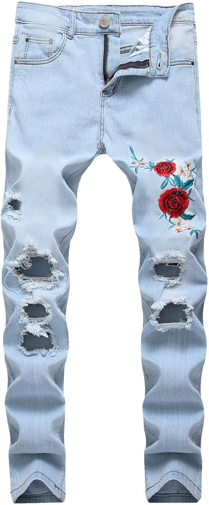 embroidered denim pants